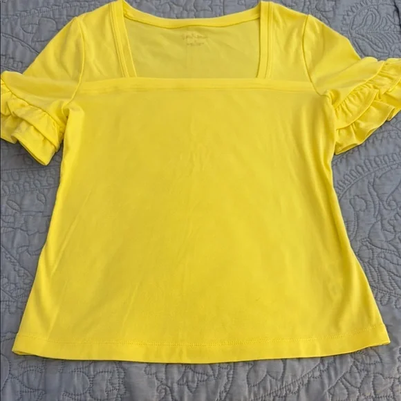 Lilly Pulitzer Yellow Ruffle Sleeve Women's Top - Picture 3 of 6